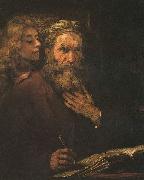 Rembrandt Peale Evangelist Mathaus und der Engel painting